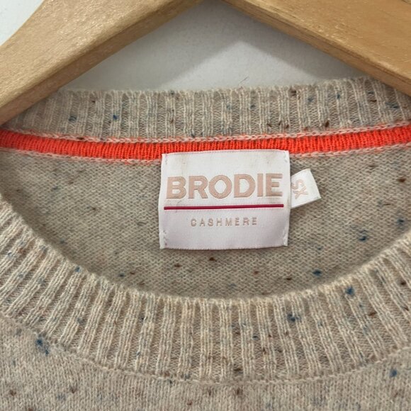 Brodie Cashmere Cream Sweater with Pink and Blue Accents - Picture 3 of 6